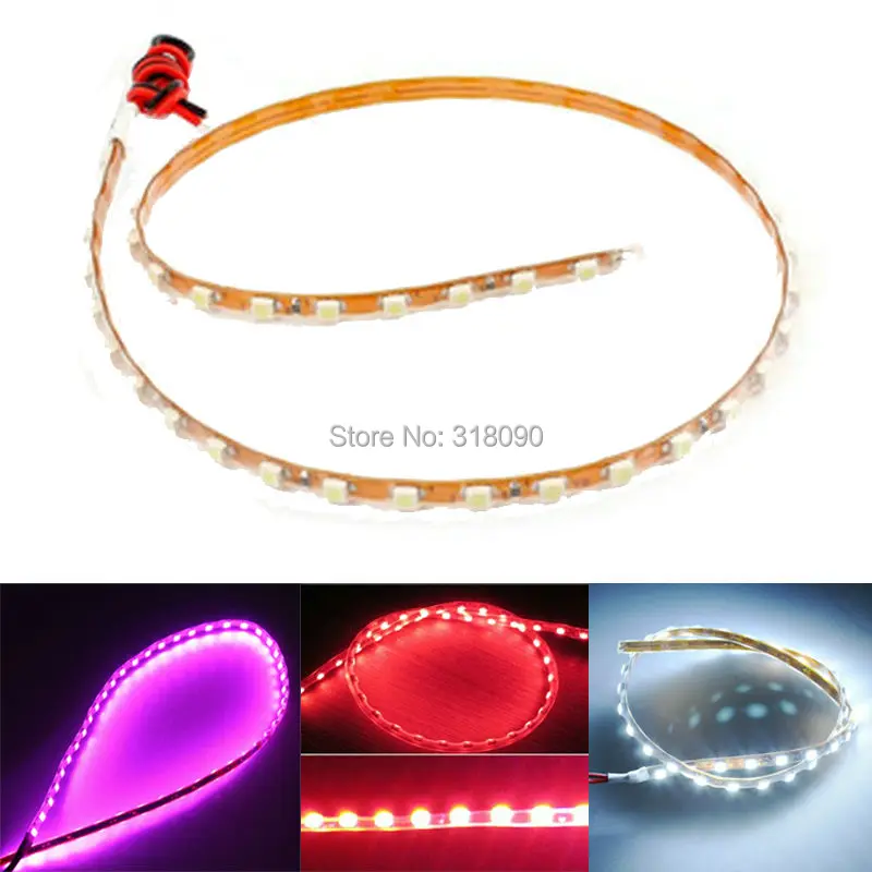 EverBright 4 PCS Super Bright Green 45CM 1210 45-SMD DC 12V Flexible LED Strip Light Waterproof For Car Decoration Strip Light Interior Atmosphere Lamp Vehicle DRL Day Running Under Car Light