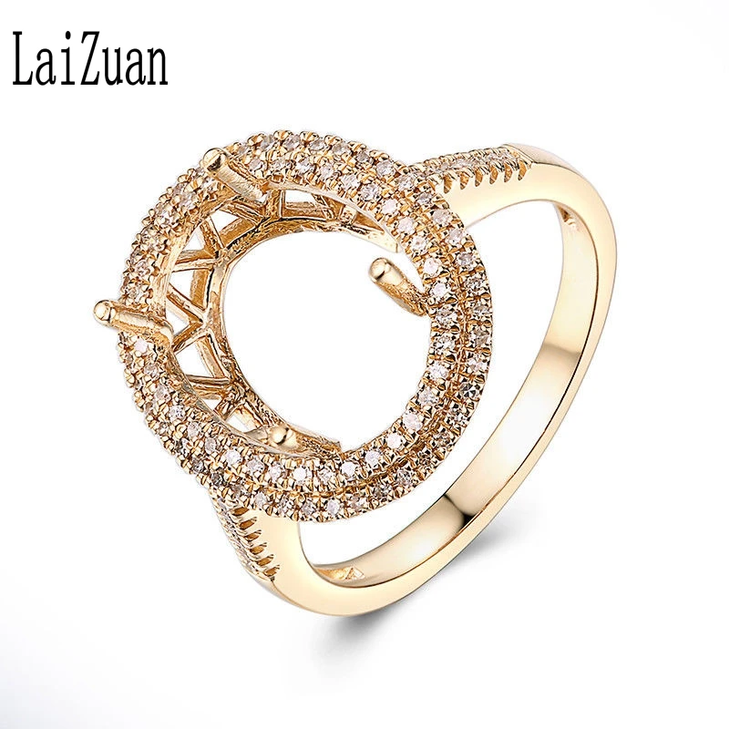 LaiZuan овальное 13x10 мм Твердое 14 к желтое золото 0.4CT натуральные бриллианты полу крепление кольцо свадебное кольцо для женщин ювелирные украшения