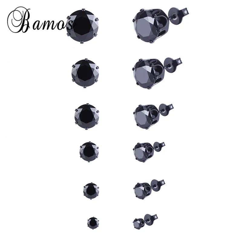 Бамос простые серьги с цирконием кубической огранки, набор, винтажные черные маленькие свадебные серьги для женщин, роскошные ювелирные изделия из камня, лучший подарок