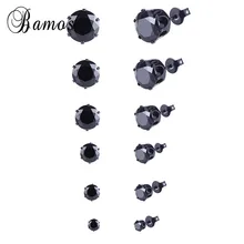 Бамос простые серьги с цирконием кубической огранки, набор, винтажные черные маленькие свадебные серьги для женщин, роскошные ювелирные изделия из камня, лучший подарок
