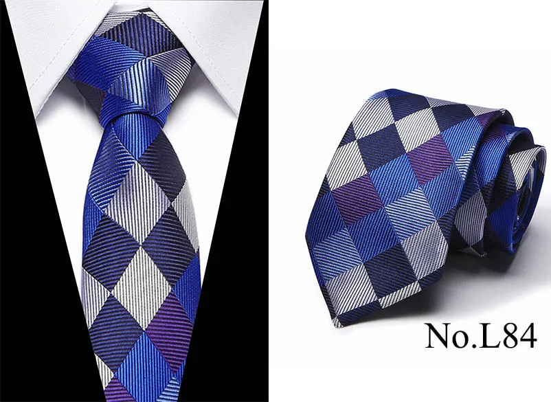 Шелковый галстук скинни 7,5 см цветочный шейный платок Высокая мода Галстуки в клетку для мужчин тонкий хлопок галстук мужские gravatas - Цвет: L84