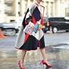 Women Fashion Color Block Print Wool Coat Winter Long Casual Oversize Woolen Coat O Neck Elegant Work Blends Warm Outerwear61 ► Photo 1/6