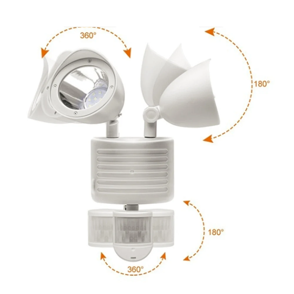 22/42 светодиодный солнечный свет двойной головкой движения человеческого тела Датчик солнечной лампы Открытый Водонепроницаемый путь аварийный прожектор