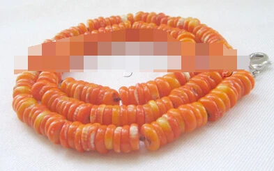 

FREE SHIPPING>>@> A906 Beautiful 18" 8mm orange coral necklace - GP clasp