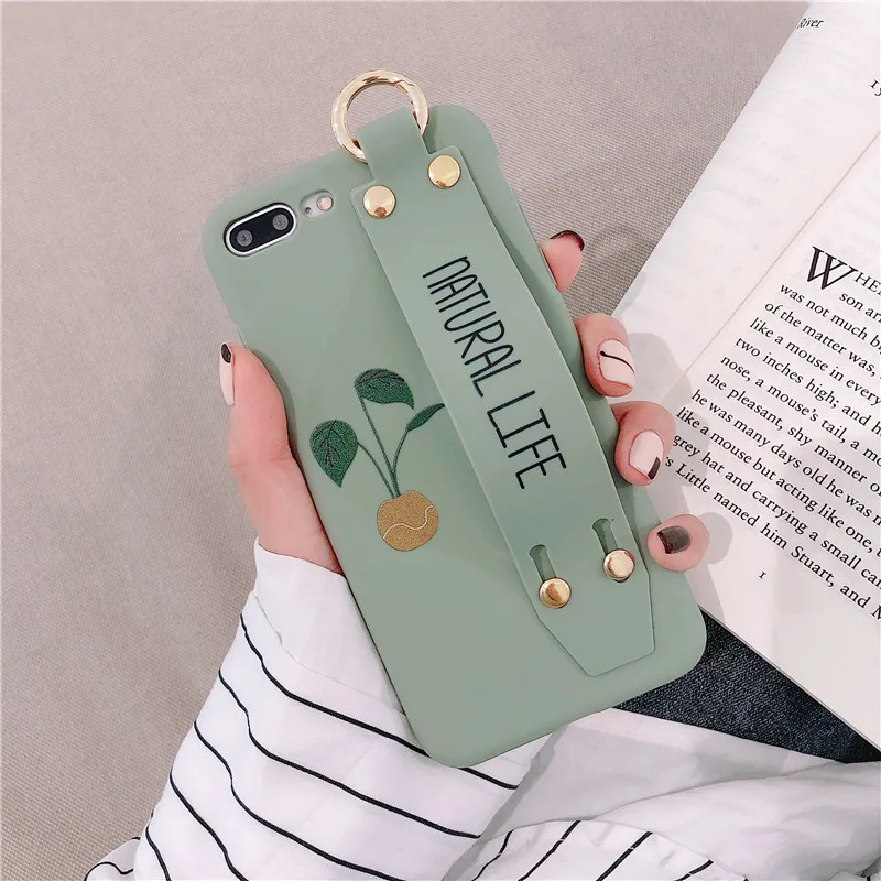 

Cactus Patterned Case for Iphone X 6Plus Xr Xs Max 7 8 Plus Wrist Strap Soft TPU Kickstand Cover for Iphone 6S 7 8 6 Case