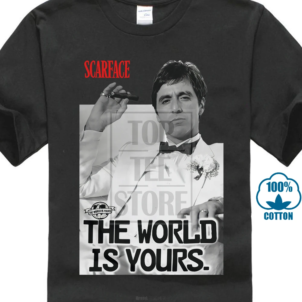 Лето 2018 Новинка Scarface The World Is Yours Футболка мужская Al Pacino Тони Монтана S 3Xl футболка мужская футболка Топы Футболки
