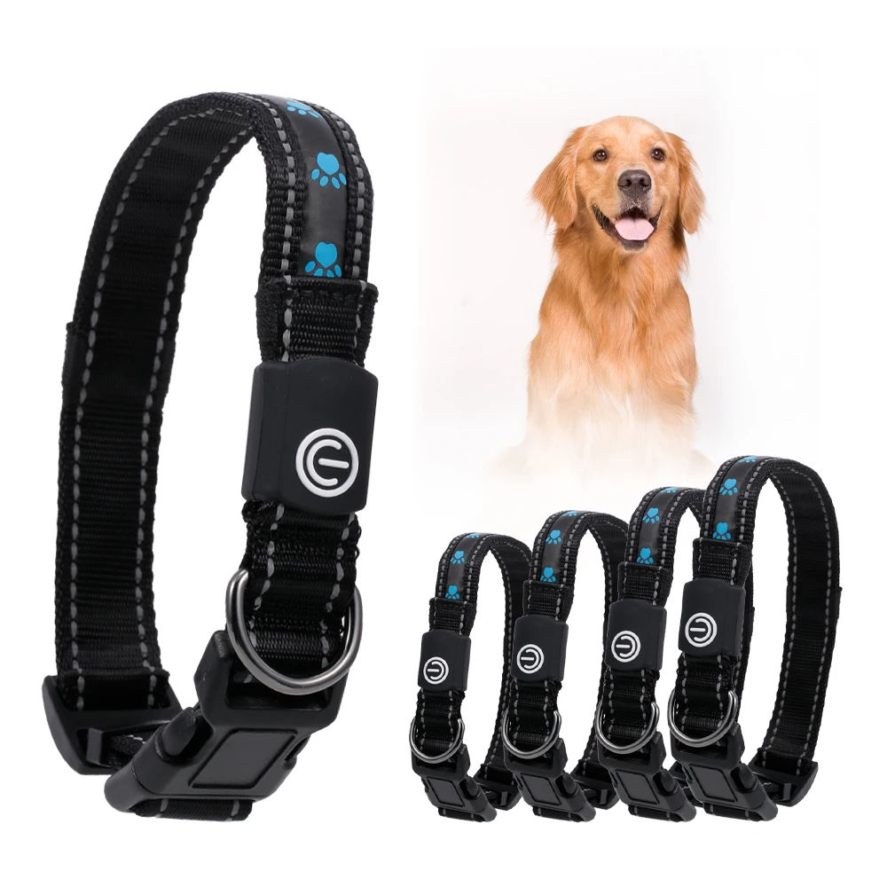 Нейлоновый светодиодный ошейник для собак с зарядкой от USB, светится в ...