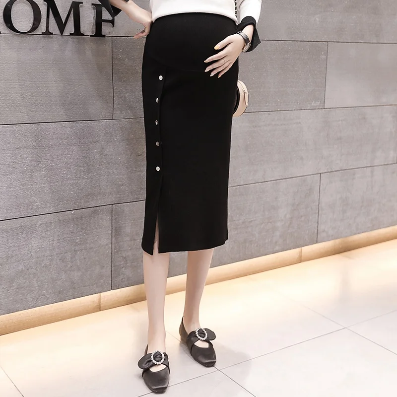 

Maternity wear 2019 new spring maternity dress skirt spring long long knit split skirt skirt hip skirt