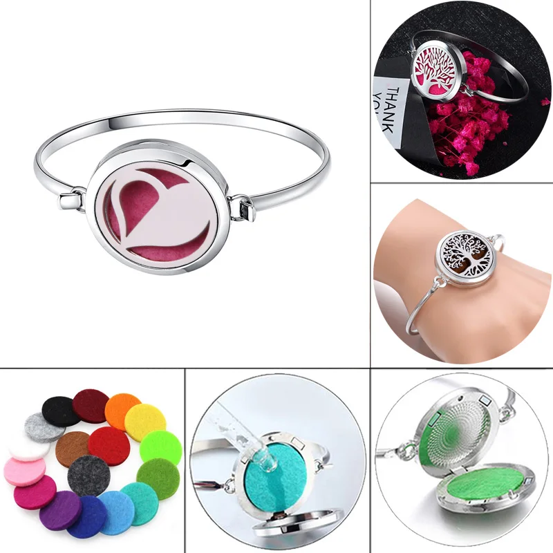 

Love pattern Perfume Bracelet Essential Oil Diffuser Aromatherapy Locket Bracelet Couple 316L Stainless Steel Diffuser Bracelet