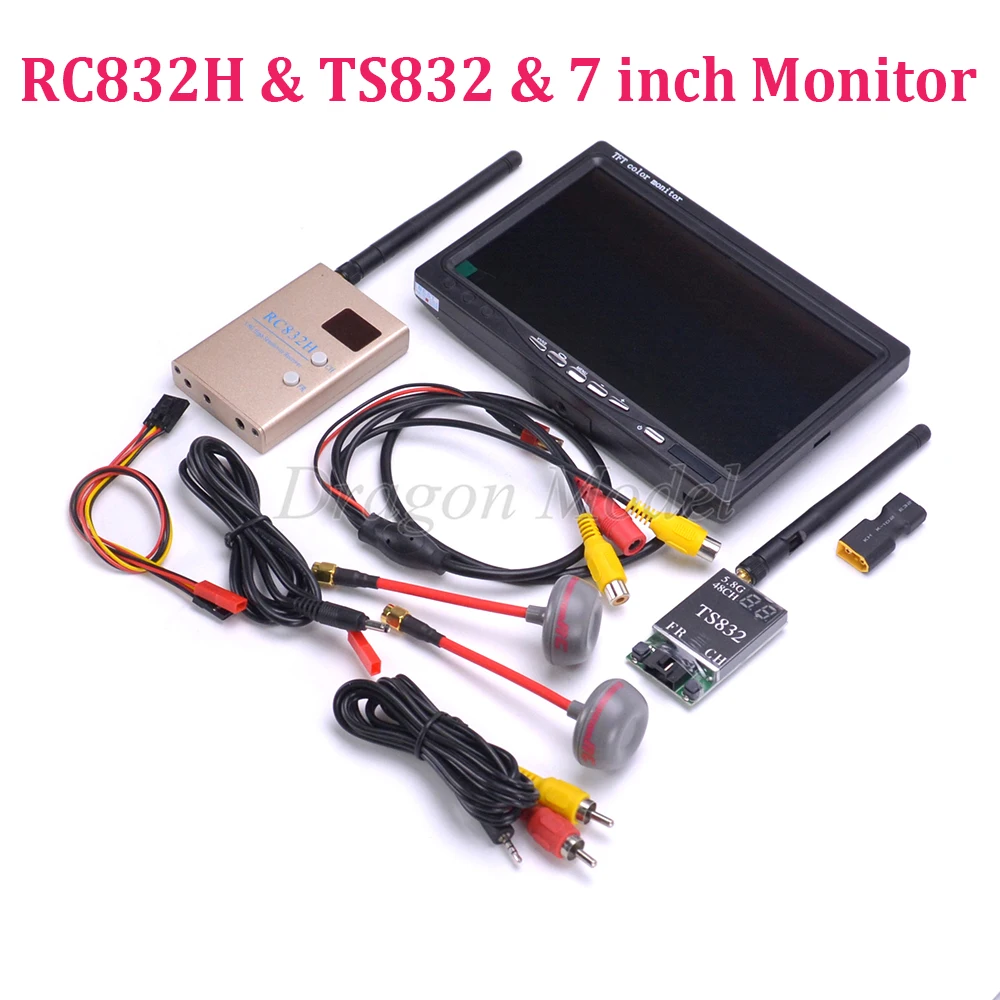 

FPV Kit Combo System 5.8Ghz 600mw 48CH TS832 RC832 RC832H 7 inch LCD 1024 x 600 Monitor Fatshark Antenna for Quadcopter FPV