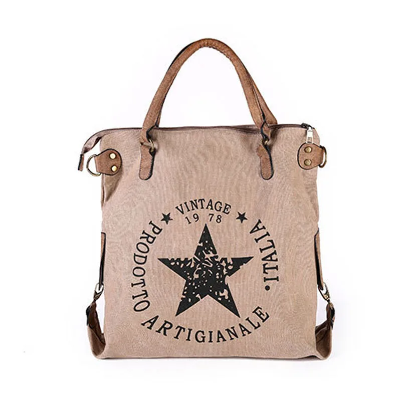

BENVICHED VINTAGE BIG STAR PRINTED CANVAS TOTE HANDBAG - Women's Multifunctional Travel Shoulder Bag Letters Messenger Bolsos