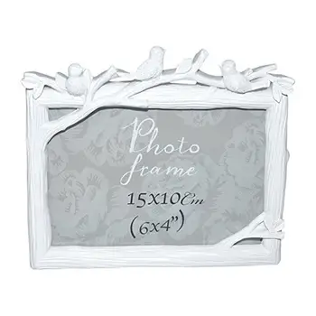 

3 Birds Desktop Horizontal White Wooden Photo Picture Frame - 6 Inch