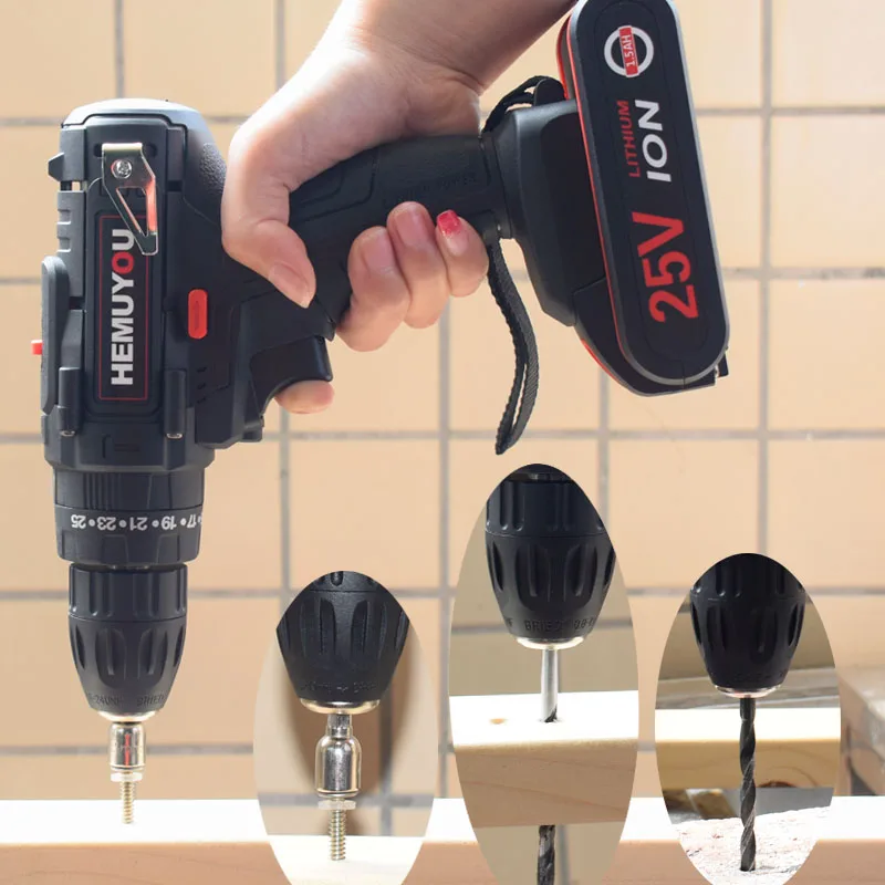 25V Screwdriver Electric Hand Drill Battery Rechargeable Electric Hammer Drill Electric Screwdriver Household Electric Tool