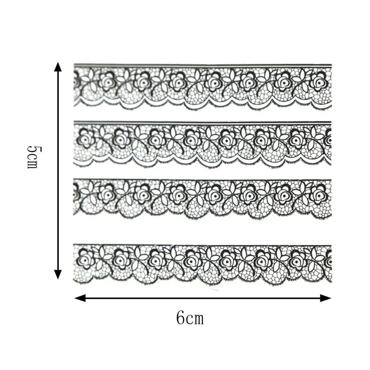 3D черный кружевной дизайн ногтей наклейки цветок Маникюр наклейки Советы украшения