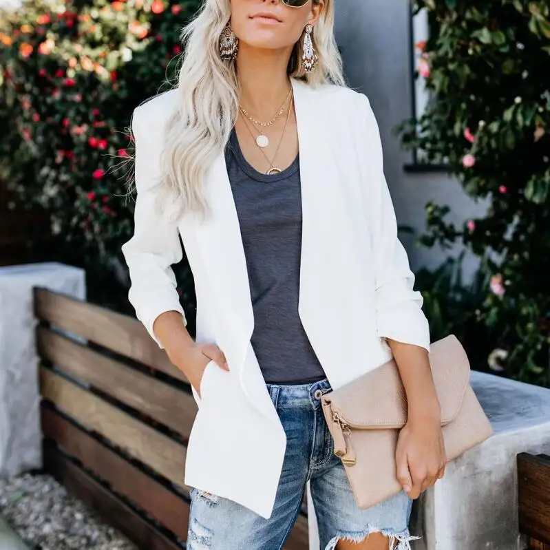 High quality blazer women's outerwear Slim long-sleeved solid color fashion versatile small Blazer