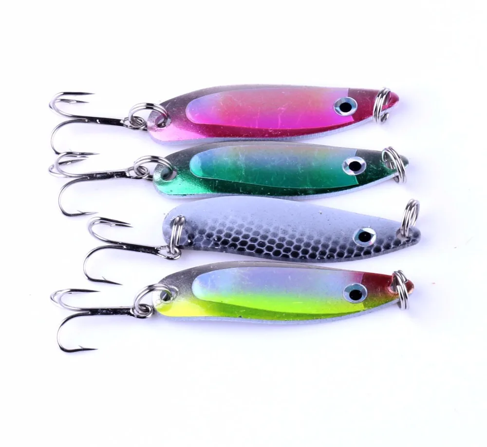 2018 New 4pcs/lot Colorful Trout Spoon Metal Fishing Lures Spinner