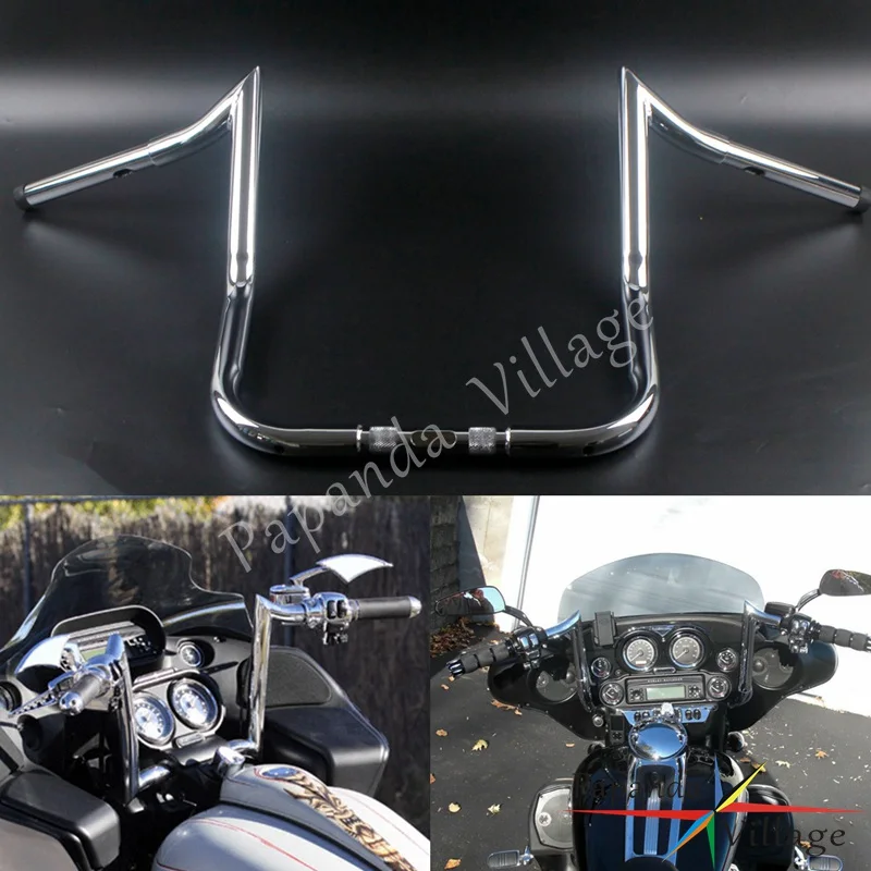 Хром мотоциклы 1" 16" Rise Monkey Bars пользовательские руль для Harley Touring FLHT FLHTC w/Batwing обтекатель