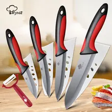 High Quality Kitchen Ceramic Knife set 3 4 5 6 inch + peeler Black Blade Paring Fruit Vege Cooking Knife Ceramic Knives set 4 chic chefs horizontal ceramic knife 10 3cm blade