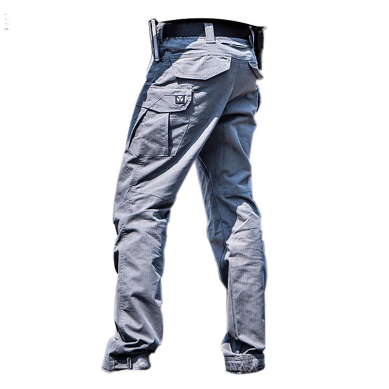 

Outdoor Lightning Pants Mens Military Quality Multi-Pockets Plaid Waterproof Tactical Trousers Cargo Pants