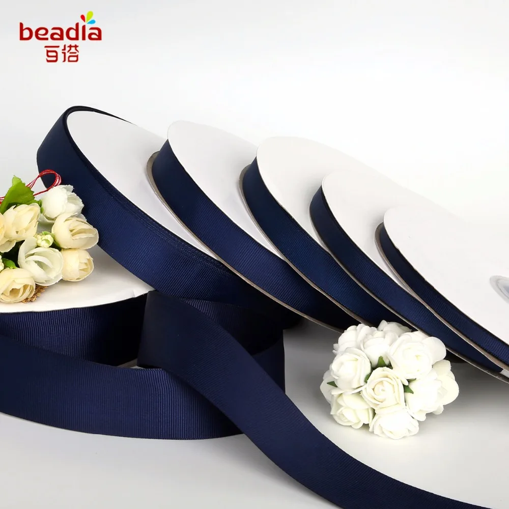 

7-38mm Width Navy Ribbon Grosgrain Ribbon Whole Roll Packing 100 Yrads For Handmade Jewelry DIY Hair Bow & Sewing Accessories