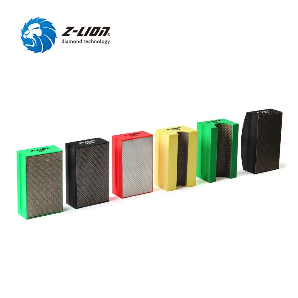 Z-LION Electroplated Diamond Hand Polishing Pad Foam Backed Hand Sanding Block For Granite Marble Stone Glass Ceramic Concrete
