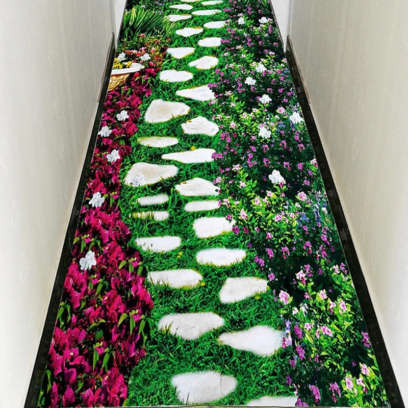 3D зеленая трава дорога Роза печатанный ковёр Спальня украшения мягкий