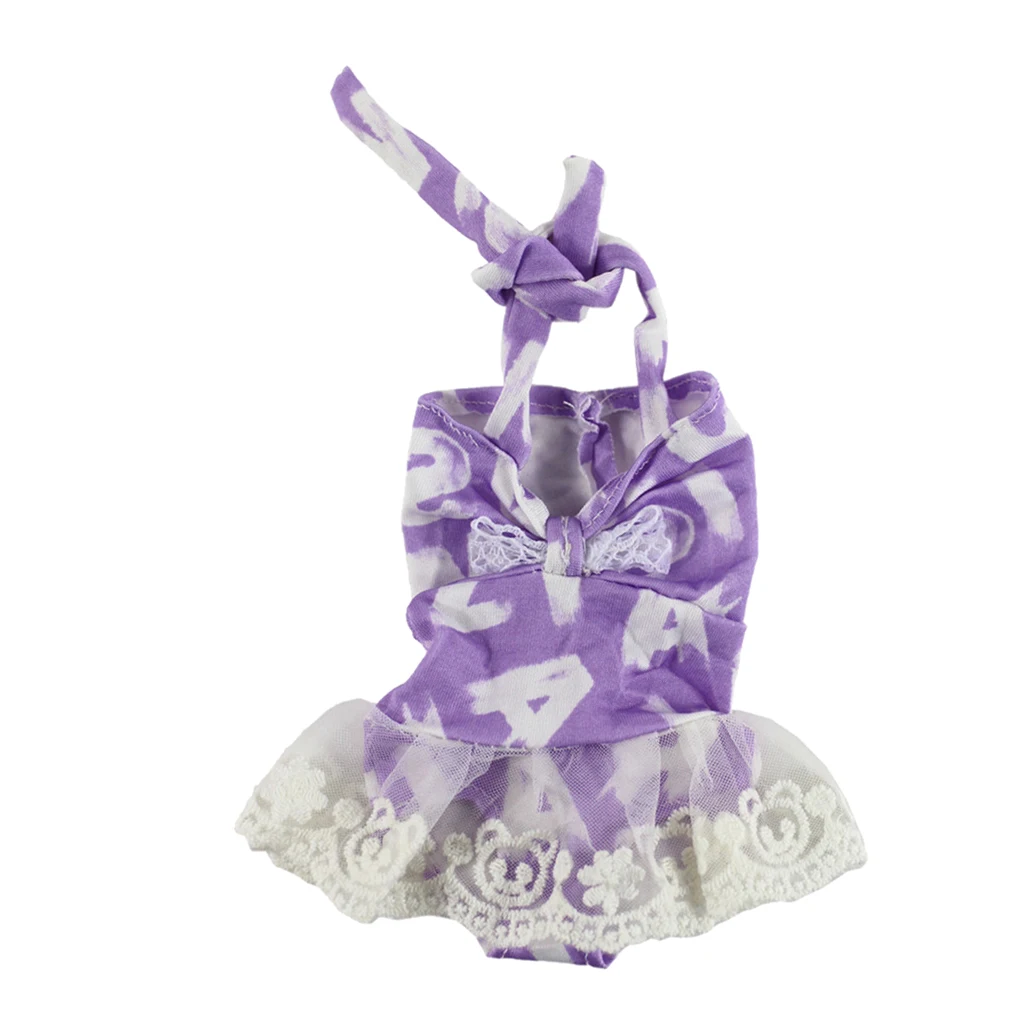 14inch Girl Doll Clothing Costume Strap Swimsuit Printed Jumpsuit For   for Wellie Wishers Doll Accessories Purple