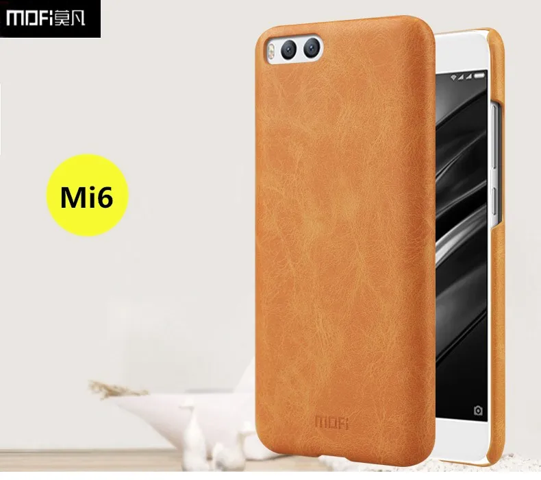 

xiaomi mi 6 case leather MOFi PU back cover for xiaomi mi6 capas soft hand feeling xiaomi m6 coque luxury black plastic