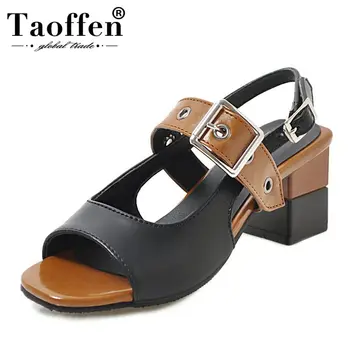 

TAOFFEN Women Mixed Colors Metal Buckle Spring Fashion Sandals Party Office Ladies Club Summer Shoes Women Daily Size 31-43