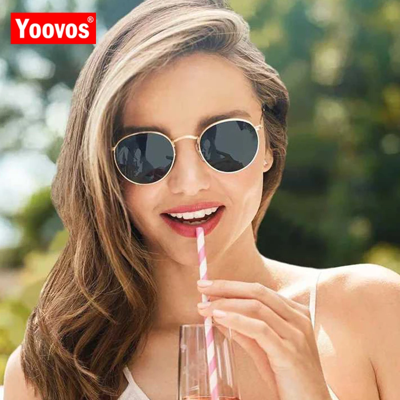 Yoovos 2019 Ретро Солнцезащитные очки женские роскошные зеркальные классические