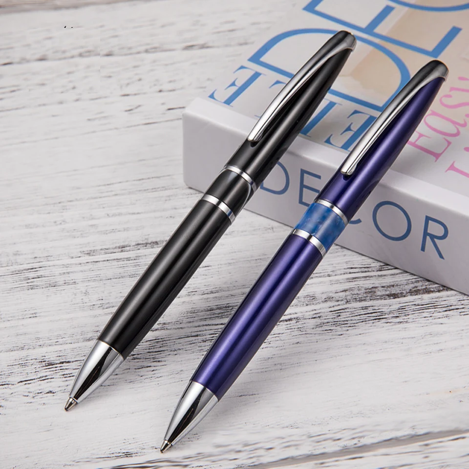 2pcs High Quality Ballpoint Pen 0.7mm Blue/Black ink Refill Metal