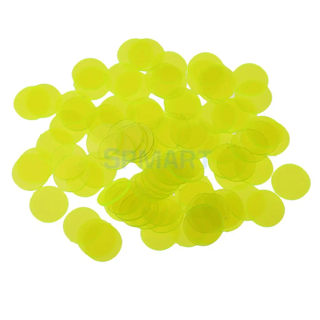 100x Translucent Bingo Chips 3/4 Inch Poker Chips for Bingo Poker Board Game Cards Casino Accessory Novelty Toys Mixed Color