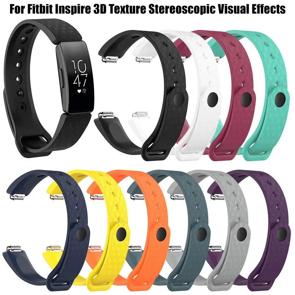 

3D Texture Soft Silicone Sport Wristband Watch Strap For Fitbit Inspire Smart Watch Soft Silicone Strap Wristband Comfortable