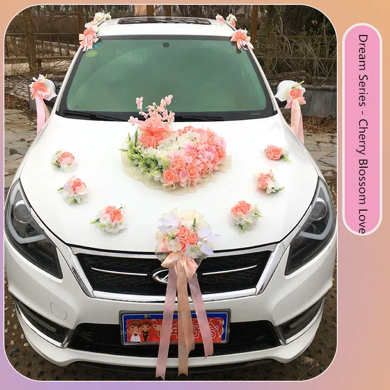 Стиль любви смолы лебедь свадебный автомобиль искусственные шелковые цветы набор украшения поплавок макет украшение
