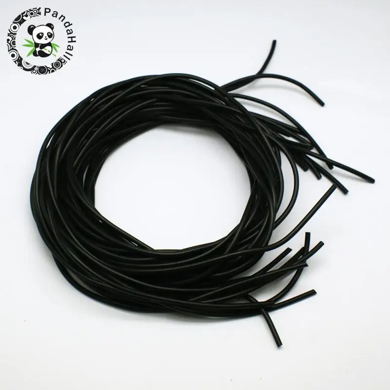 

Black Synthetic Round Hollow Rubber Beading Cord Jewelry Findings for DIY 2mm 3mm 4mm 5mm,1m/strand,10 Strands/lot