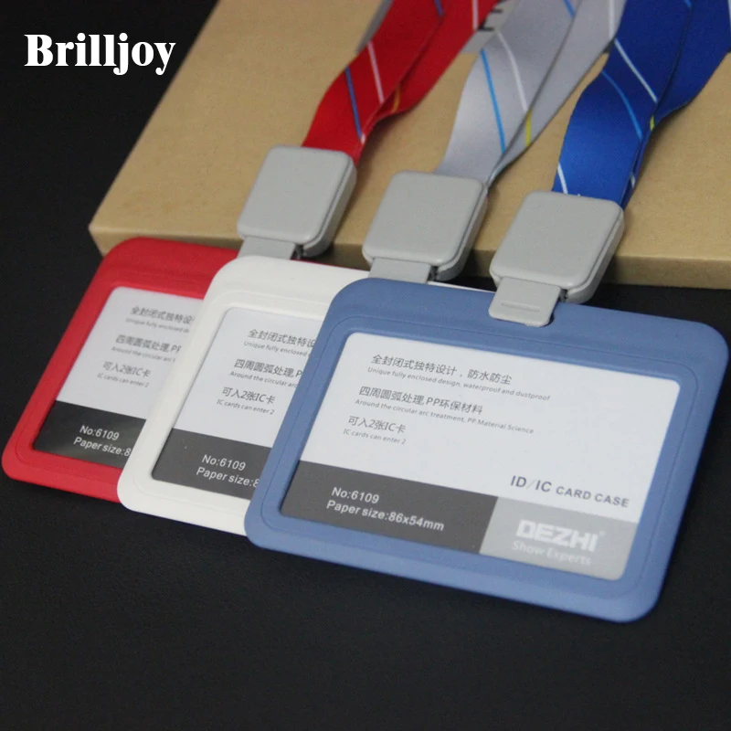 

Brilljoy High-grade Cover Card & ID Holders Work card identification tag badge Access control bag Easy buckle Lanyard 2CM wide