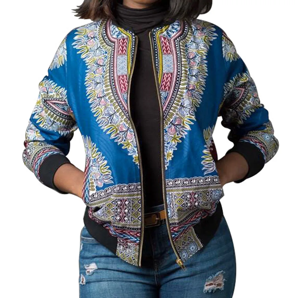 Африканская куртка с принтом женская Дашики с длинным рукавом модная Дашики Короткая Повседневная куртка
