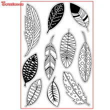 VARIOUS LEAVES FEATHERS SET Scrapbook DIY photo cards account rubber stamp clear stamp transparent stamp card