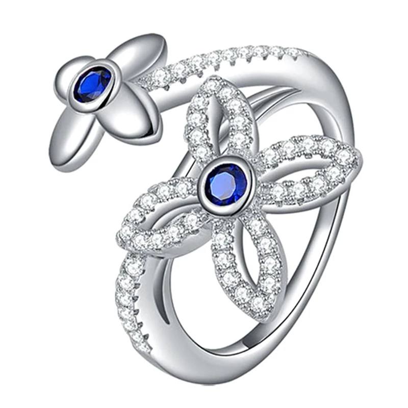 Buy Silver Color Female Adjustable Ring Flowers Party