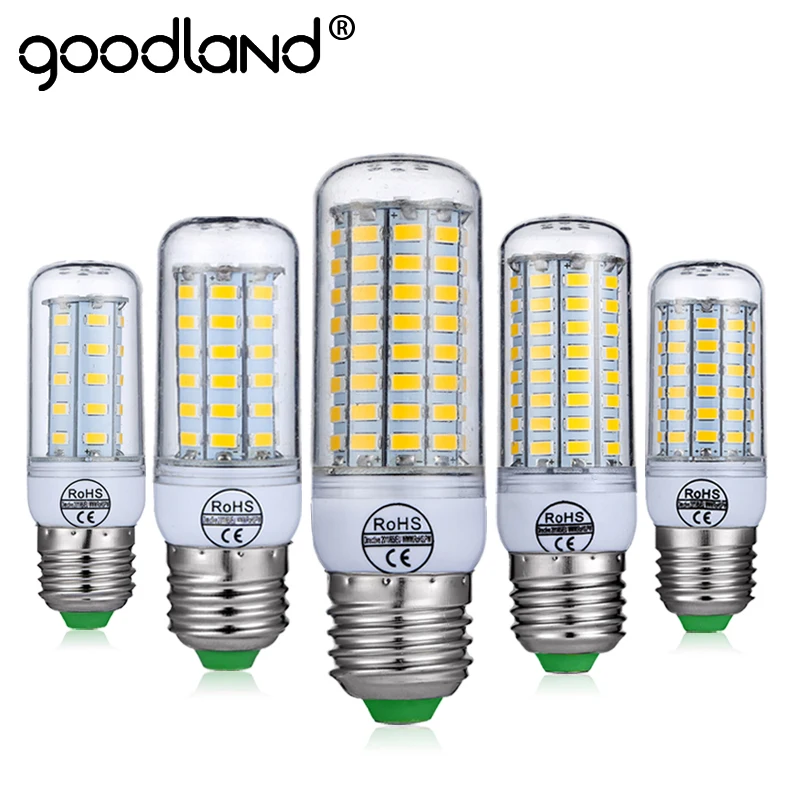 Koop Goodland E27 LED Lamp E14 LED Lamp Smart IC 220 V 240 V Ma iuml;s Licht geen Flikkering 24 36 48 56 69 81 89 LEDs SMD 5730 Kroonluchter Licht