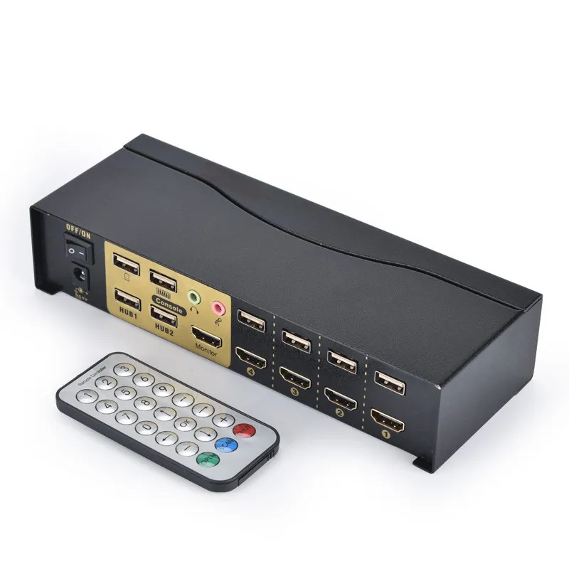 4 портовый HDMI KVM коммутатор автоматический USB2.0 Mit аудио кабель сплиттер Maus tastaur
