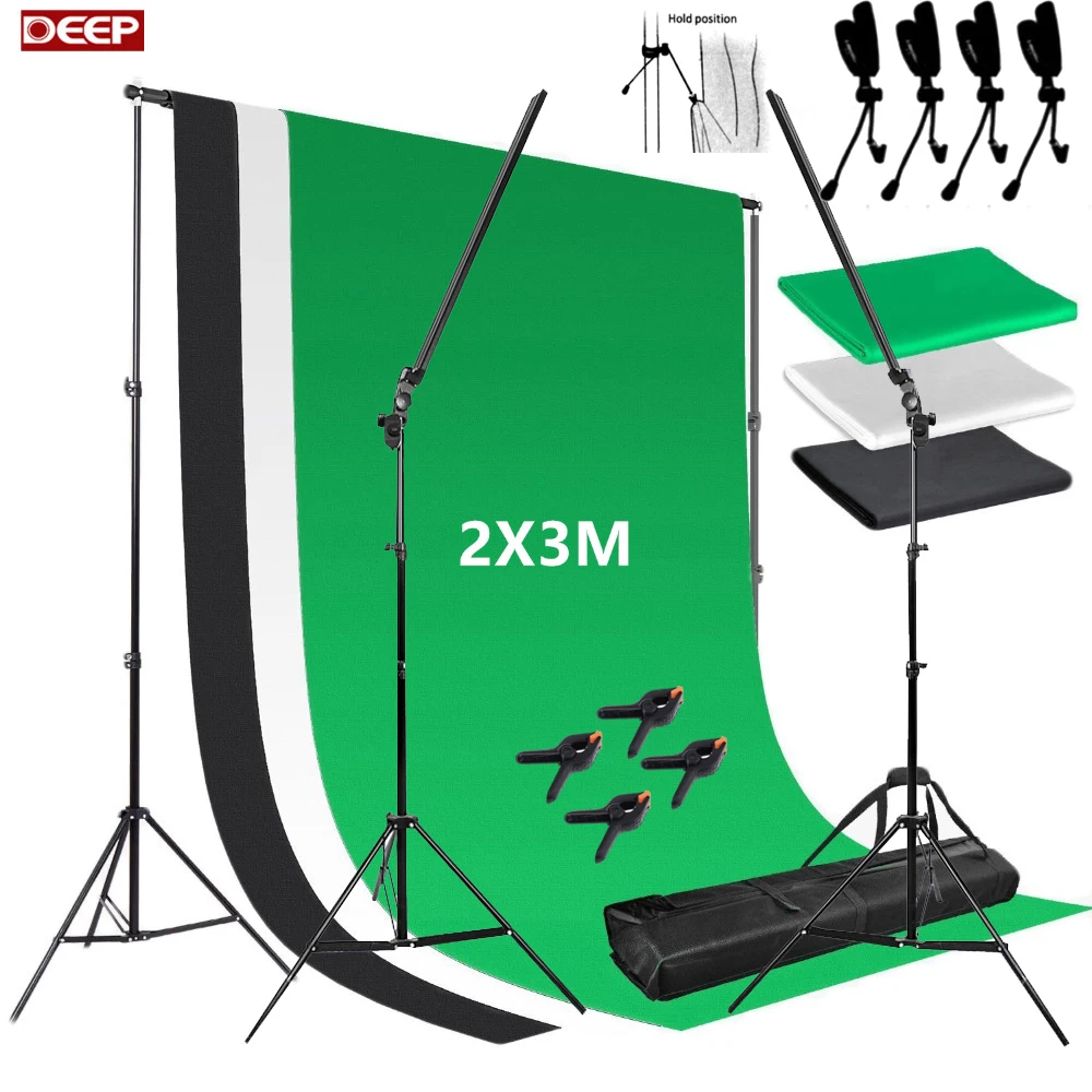

Photo Studio Professional Led Strips Photography Lighting Dimmer Switch 2 Light Stands 1Kit Background Stand Kit with Clamps