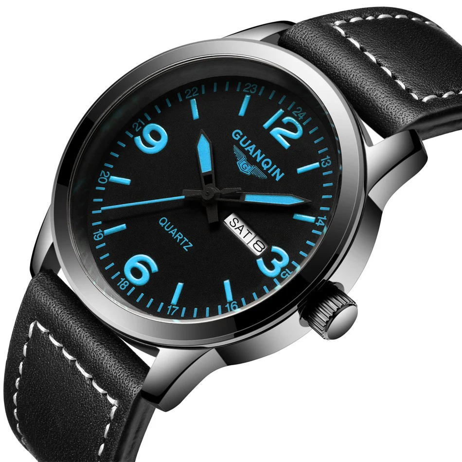 

2018 Men's Fashion Sport Watches Men Quartz Brand GUANQIN Analog Date Week Clock Man Military Waterproof Watch Relogio Masculino