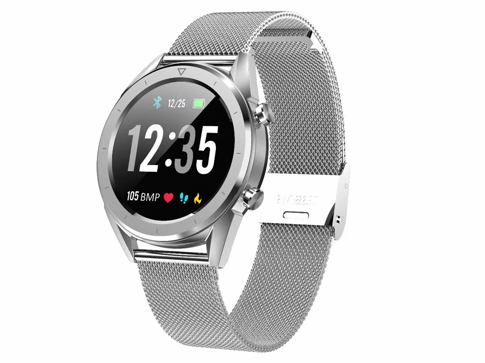 Смарт-часы для мужчин android DT28 ip68 сердечного ритма водонепроницаемые кровяные smartwatch измерение давления фитнес - Цвет: Silver fine steel