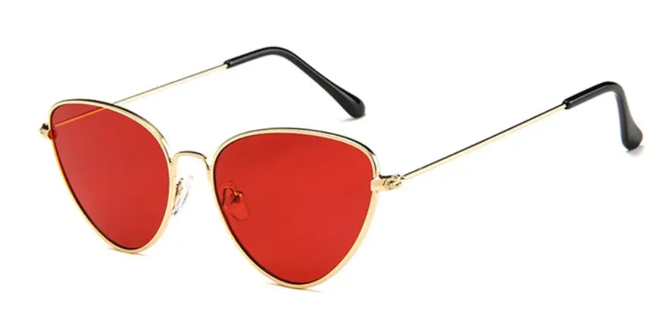 Retro Cat Eye Sunglasses Women Red Cateyes Sun glasses Fashion Metal Eyewear - Цвет линз: color 1