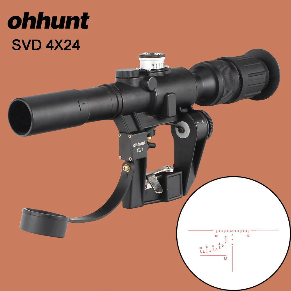 

ohhunt Tactical Red Illuminated 4x24 PSO-1 Type Riflescope for Dragonov SVD Sniper Rifle Series AK Rifle Scope for Hunting