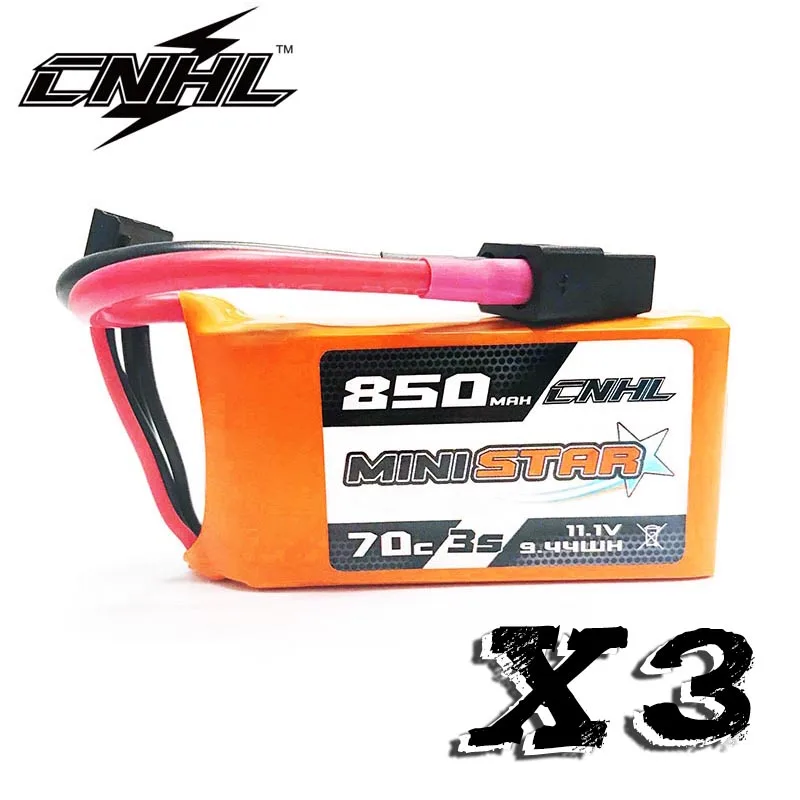 3 шт CNHL MiniStar 850 mAh 11,1 V 3 S 70C Lipo батарея с вилкой XT60 - Цвет: 3PCS