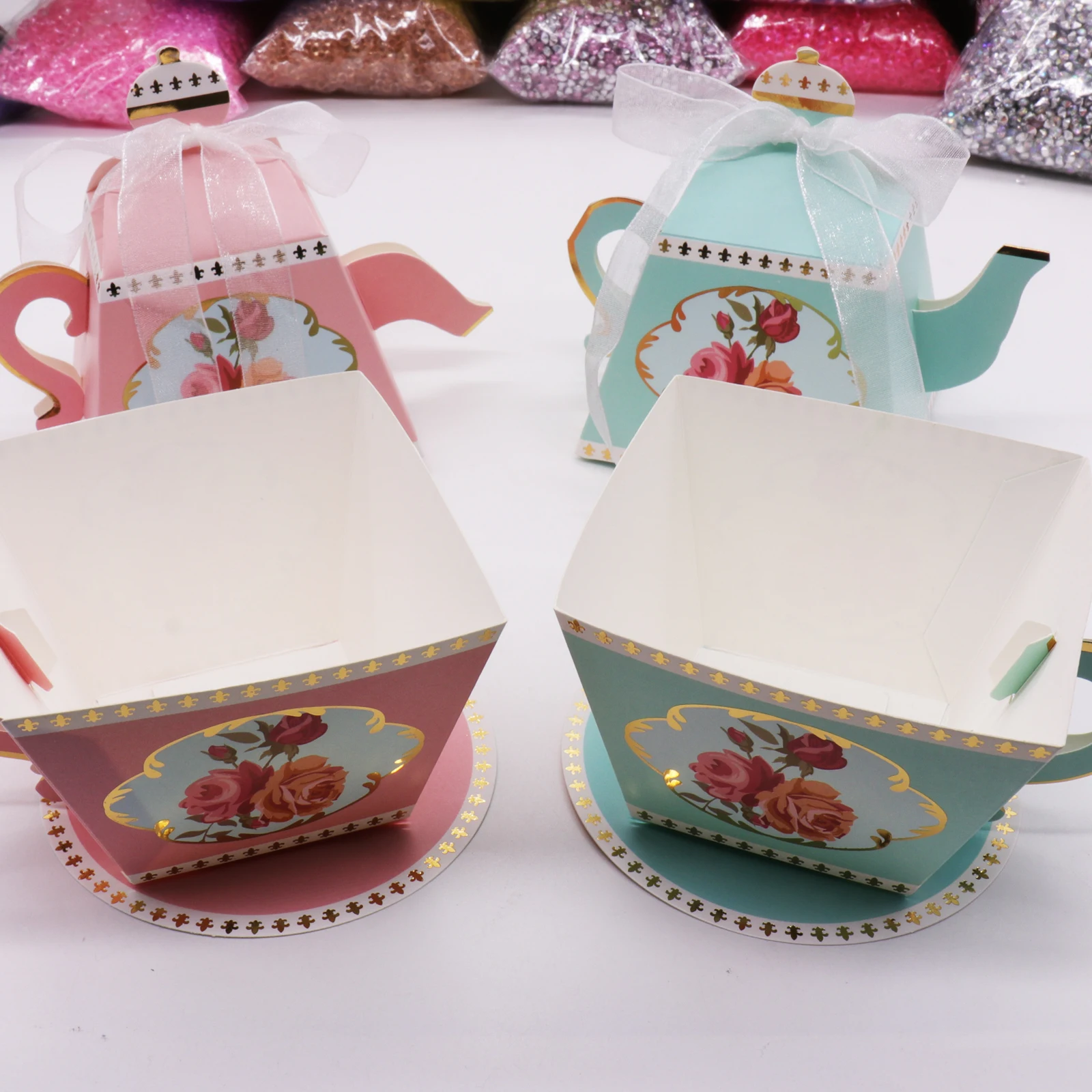 50Pcs Teapot Candy Box Cake Gift Boxes for Wedding Teapot Candy Box