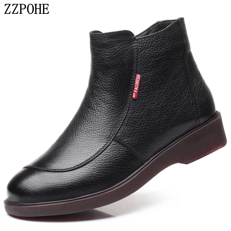 ZZPOHE/Женские повседневные ботильоны из натуральной кожи водонепроницаемые