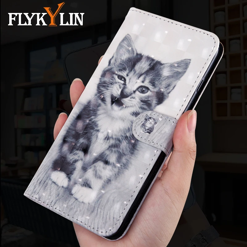 

FLYKYLIN 3D Leather Case For Huawei P20 Lite 2019 P30 Pro P9 Lite Mini Cover on Nova 3 3i 4e 5i Mate 20 Wallet Flip Phone Coque